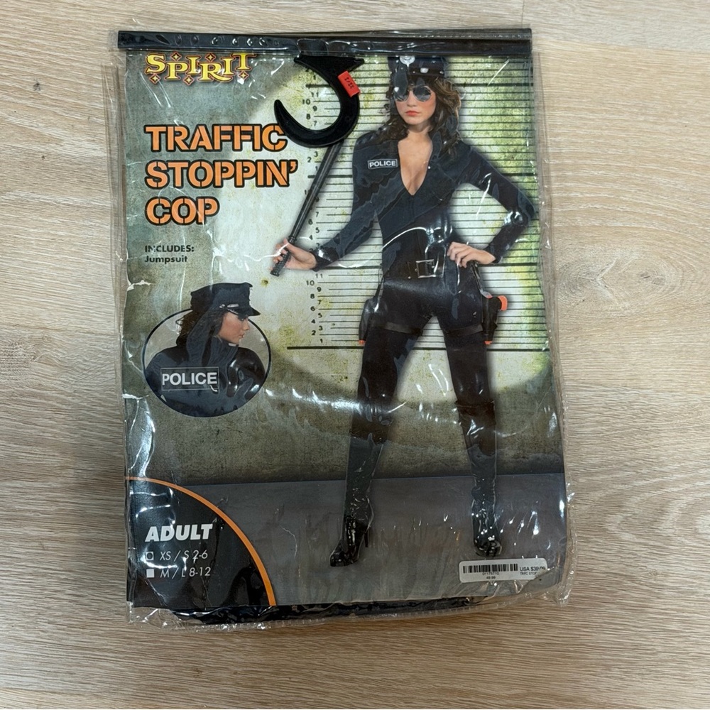 Spirit Police Officer Costume with Black Jumpsuit